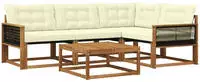 vidaXL Outdoor-Sofagarnitur mit Kissen 5 pcs Natur und Creme