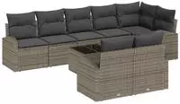 vidaXL Gartensofa-set mit Kissen mit Speicher 9 pcs Grau Poly-Rattan