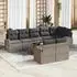 vidaXL Gartensofa-Set mit Kissen und Stauraum 9-tlg. Grau Poly-Rattan (3354768)