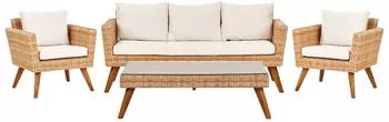 Beliani Vittoria XL Lounge-Set 5-Sitzer PE-Rattan cremeweiß 4-teilig