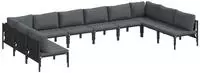 vidaXL Gartensofa-set mit Kissen 10 pcs Schwarz Stahl