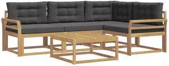 vidaXL Outdoor-Sofagarnitur 5-tlg. Akazienholz Wei&szlig;/Anthrazit 79x79x37cm (3386411)