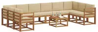 vidaXL Outdoor-Sofagarnitur mit Kissen 11 pcs Natur und Beige