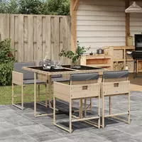 vidaXL 11-tlg. Garten-Essgruppe mit Kissen Hellgrau Poly Rattan