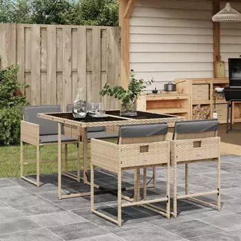 vidaXL Garten-Essgruppe 11-tlg. mit Kissen Hellgrau Poly Rattan (3211295)