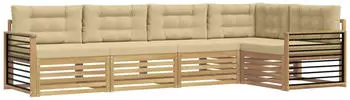 vidaXL Outdoor-Sofagarnitur mit Kissen 6-tlg. Polyester Wei&szlig;/Beige (3390498)