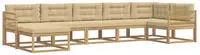 vidaXL Outdoor-Sofagarnitur mit Kissen 7 pcs Wei&szlig; und Beige