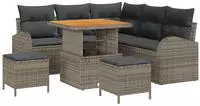 vidaXL Garten-Sofa-Set mit Kissen mit Speicher 8 pcs Grau