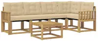 vidaXL Outdoor-Sofagarnitur mit Kissen 6 pcs Wei&szlig; und Beige