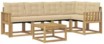 vidaXL Outdoor-Sofagarnitur mit Kissen 6-tlg., Wei&szlig;/Beige (3389499)
