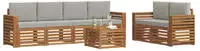 vidaXL Outdoor-Sofagarnitur mit Kissen 7 pcs Nat&uuml;rlich und Hellgrau