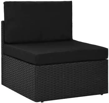 vidaXL Garten-Lounge-Set 9-tlg. mit Kissen, Poly Rattan, Schwarz (3067138)