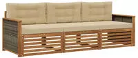 vidaXL Outdoor-Sofagarnitur mit Kissen 3 pcs Natur und Beige