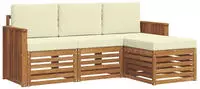 Vidaxl Outdoor Sofa Set With Cushion 4 Pcs Natural And Cream