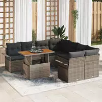 vidaXL Garten-Sofa-Set mit Kissen Grau