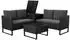 Juskys Santorini Polyrattan Gartenlounge-Set 4-tlg. mit Beistelltisch & Auflagenbox, Schwarz