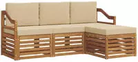Vidaxl Outdoor Sofa Set With Cushion 4 Pcs Natural And Beige