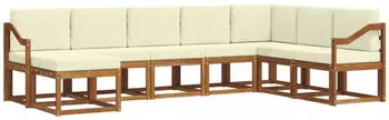 vidaXL Outdoor-Sofagarnitur mit Kissen 8-teilig, Natur/Creme (3366828)