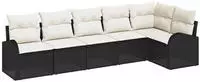 vidaXL Gartensofa-set mit Kissen 6 pcs Schwarz und Wei&szlig; Poly-Rattan