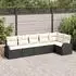 vidaXL Garten-Sofa-Set mit Kissen 6-tlg. Poly-Rattan Schwarz/Weiß (3354726)