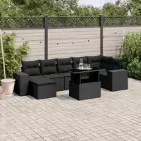 8-tlg. Garten-sofagarnitur Mit Kissen Grau Poly Rattan - Vidaxl