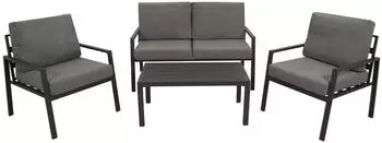 DEGAMO Vancouver Gartenlounge-Set 4-teilig, Aluminium anthrazit, Polster grau (71747)