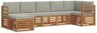 vidaXL Ecksofa Set 7 pcs Nat&uuml;rlich und Hellgrau Massivholz Akazie