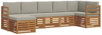 vidaXL Garten-Sofa-Set Sektional mit Kissen 7-tlg., Natur- und Hellgrau (3375151)