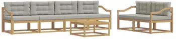 vidaXL Outdoor-Sofagarnitur mit Kissen 6-teilig Wei&szlig;/Hellgrau (3386110)