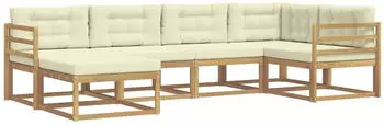 vidaXL Outdoor-Sofagarnitur mit Kissen 5-tlg. Polyester Wei&szlig;/Creme (3386674)