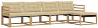 vidaXL Outdoor-Sofagarnitur mit Kissen 5 pcs Wei&szlig; und Beige