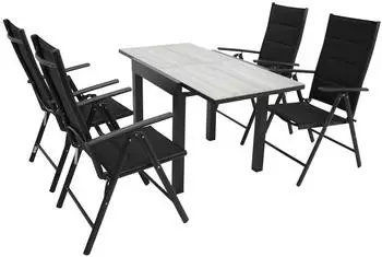 DEGAMO FARO Garten-Essgruppe 5-teilig, Aluminium, Keramik, Kunstgewebe (46065)
