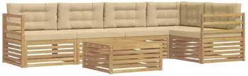 vidaXL Outdoor-Sofagarnitur mit Kissen 6-tlg. Polyester Wei&szlig;/Beige (3390508)