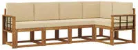 vidaXL Outdoor-Sofagarnitur mit Kissen 5 pcs Natur und Beige