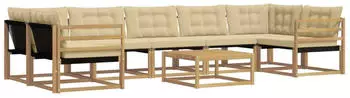 vidaXL Outdoor-Sofagarnitur 8-tlg. Wei&szlig; und Beige 79x79x37cm (3388507)