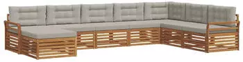 vidaXL Garten-Sofaset mit Kissen 8-tlg., Natur- und Hellgrau (3373941)