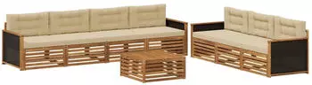 vidaXL Outdoor-Sofagarnitur 8-tlg. Natur und Beige 79x79x37cm (3383106)