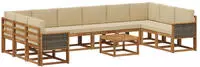 vidaXL Outdoor-Sofagarnitur 11 pcs Natur und Beige Massivholz Akazie