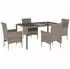 vidaXL Garten-Essgruppe 5-tlg. mit Kissen, Poly Rattan & Glas, Schwarz (3278545)