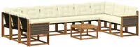 vidaXL Outdoor-Sofagarnitur mit Kissen 11 pcs Natur und Creme