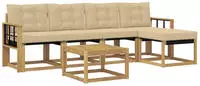 vidaXL Outdoor-Sofagarnitur mit Kissen 6 pcs Wei&szlig; und Beige