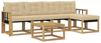 vidaXL Outdoor-Sofagarnitur mit Kissen 6-tlg., Wei&szlig;/Beige (3389411)