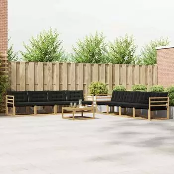 vidaXL Garten-Sofagarnitur 9-tlg. Wei&szlig; und Schwarz 79x79x37cm (3388530)