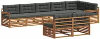 vidaXL Outdoor-Sofagarnitur mit Kissen 8 pcs Natur und Anthrazit