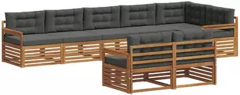 vidaXL Outdoor-Sofagarnitur mit Kissen 8-tlg., Natur/Anthrazit (3373647)