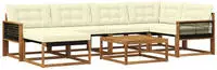 vidaXL Outdoor-Sofagarnitur 7 pcs Natur und Creme Massivholz Akazie
