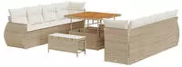 vidaXL Gartensofa-set mit Kissen mit Speicher 11 pcs Beige Poly-Rattan