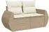 vidaXL Garten-Sofa-Set 11-teilig mit Kissen und Stauraum, Beige, Poly-Rattan (3361856)