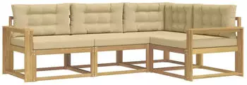 vidaXL Outdoor-Sofagarnitur mit Kissen 3-teilig, Polyester, Wei&szlig;/Beige