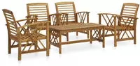 vidaXL 3-tlg. Garten-Lounge-Set mit Auflagen Massivholz Akazie